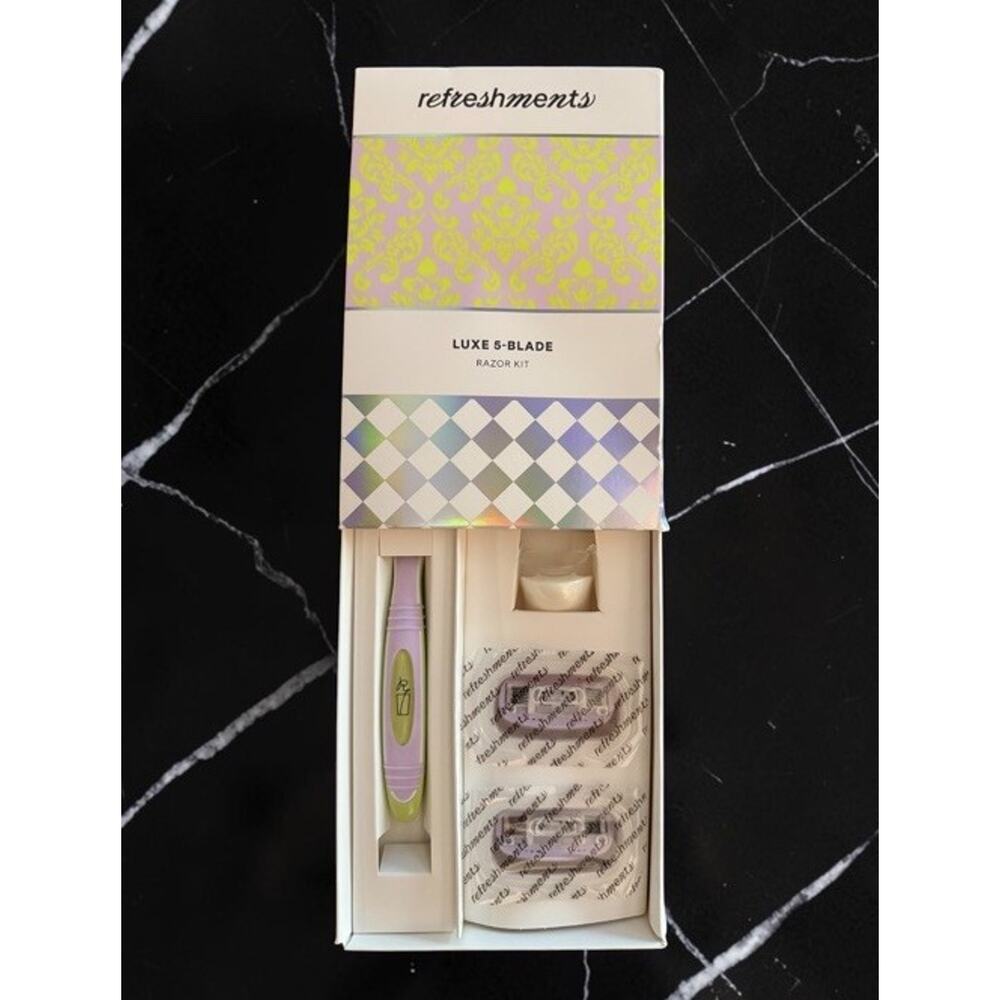 REFRESHMENTS Luxe 5-Blade Razor Kit ~ 2 Cartridges ~ NEW IN BOX